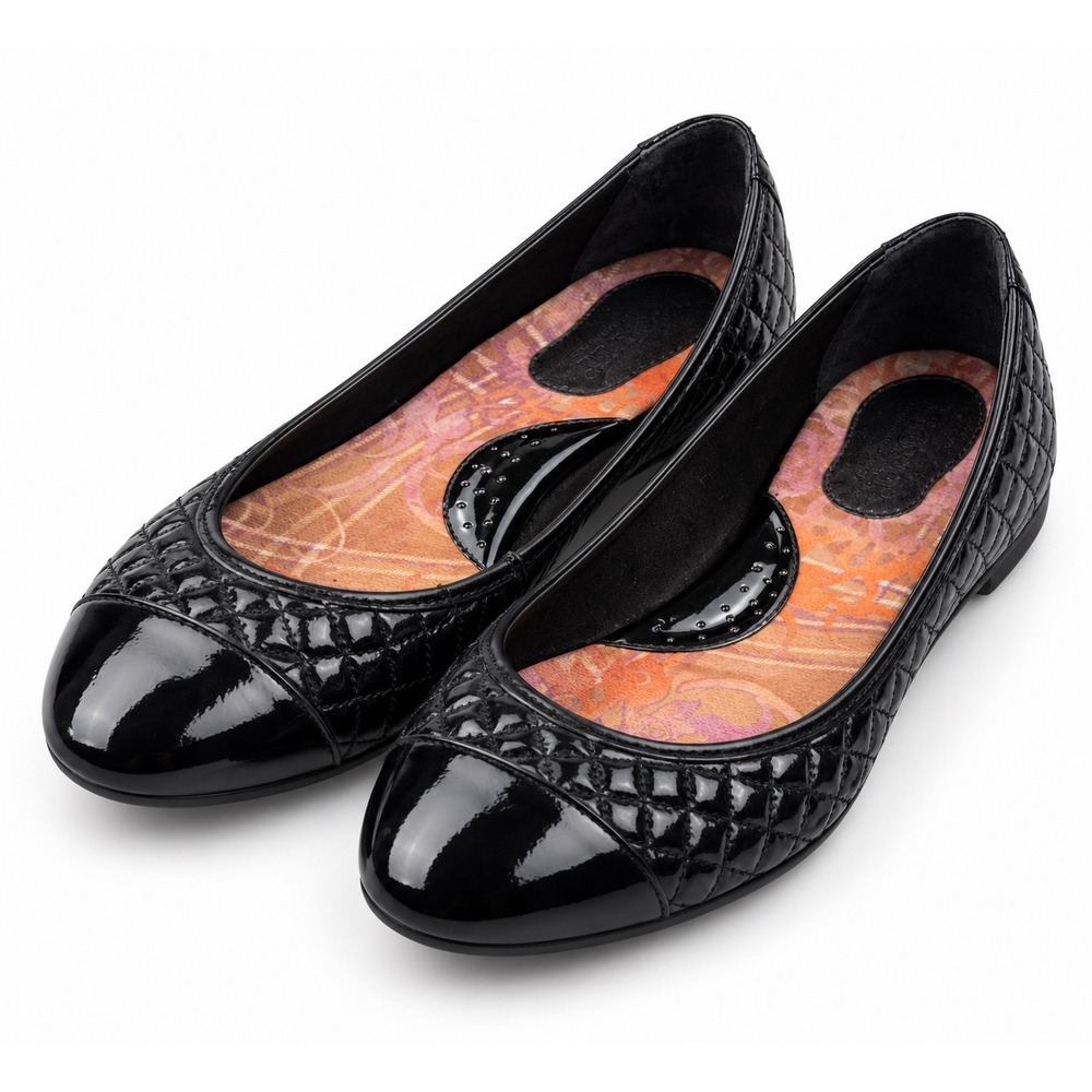 Born Vintage Y2K Black Patent Quilted Leather Ballet Flats Women's Size 8